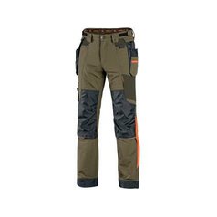 Kalhoty CXS NAOS pánské, khaki-olive, HV oranžové doplňky, vel. 46